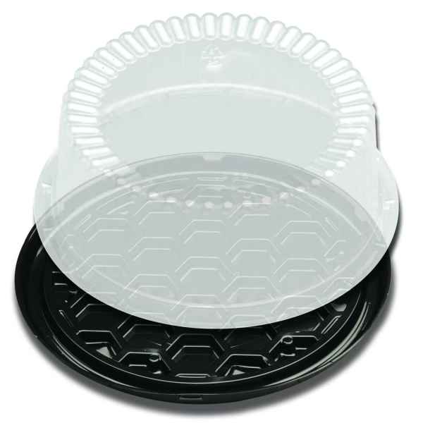 9" Round Black PS Cake Base w/ Fluted Dome for 7" Cake, 1-2 layers
