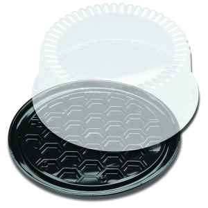 10" Round Black PS Cake Base w/ Fluted Dome for 8" Cake, 1-2 layers