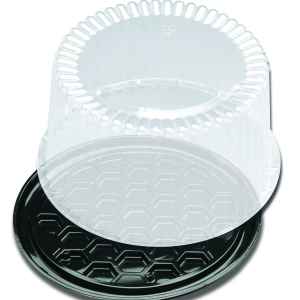10" Round Black PS Cake Base w/ Fluted Dome for 8" Cake, 2-3 layers