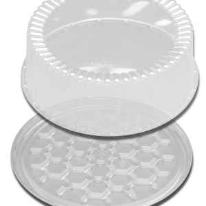 11" Round Clear PS Cake Base w/ Fluted Dome for 9" Cake, 1-2 layers