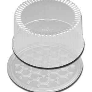 11" Round Clear PS Cake Base w/ Fluted Dome for 9" Cake, 2-3 layers