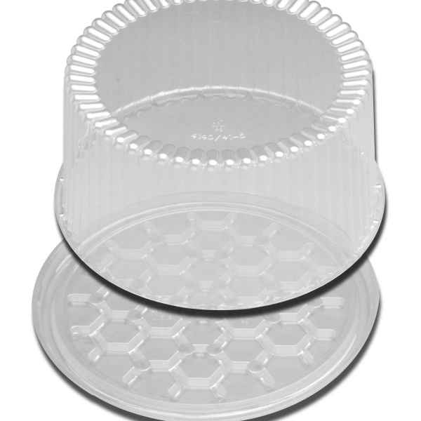 11" Round Clear PS Cake Base w/ Fluted Dome for 9" Cake, 2-3 layers