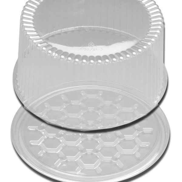 12" Round Clear PS Cake Base w/ Fluted Dome for 10" Cake, 2-3 layers