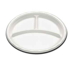 Enviroware® 10" Round White PS 3-Comp. Plate