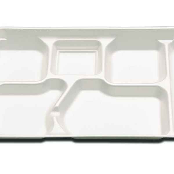 Enviroware® 11.8" x 8.3" White PS 6-Comp. Tray