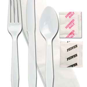 Enviroware Pearl PS Fork, Knife, Napkin, Salt & Pepper, Wrapped