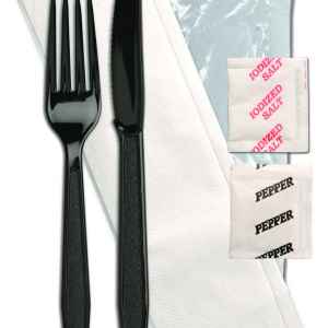 Monarch™ Ebony PS Fork, Knife, 13X17 Napkin, Salt & Pepper