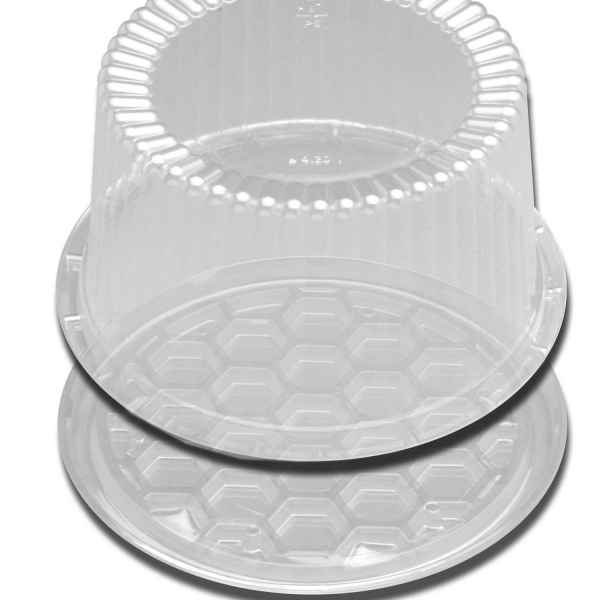 9" Round Clear PS Cake Base w/ Fluted Dome for 7" Cake, 2-3 layers