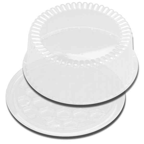 10" Round Clear PS Cake Base w/ Fluted Dome for 8" Cake, 1-2 layers