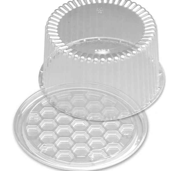 10" Round Clear PS Cake Base w/ Fluted Dome for 8" Cake, 2-3 layers