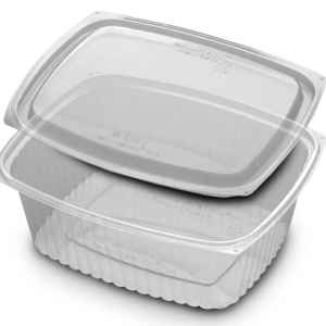 VersaPak® 9" x 7.4" PLA Container w/Low Dome Lid, 64 oz.