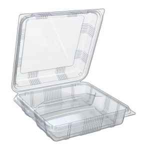 9" x 9.3" Clear PS 2-comp. Hinge w/4 vents, 52 oz.