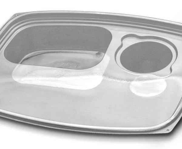 VersaPak® 9" x 7.4" PS Flat Lid w/Round & Rectangular indentions for 48/64 oz. Containers