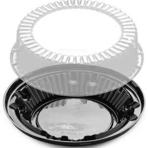 9" Black PS Pie Base w/ High Fluted Dome for 8" Pie, 200 ct.