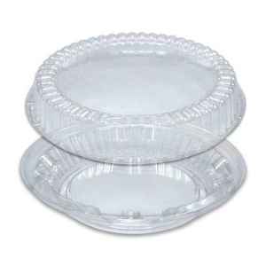 10" Clear PS Pie Base w/ Low Fluted Dome for 9" Pie