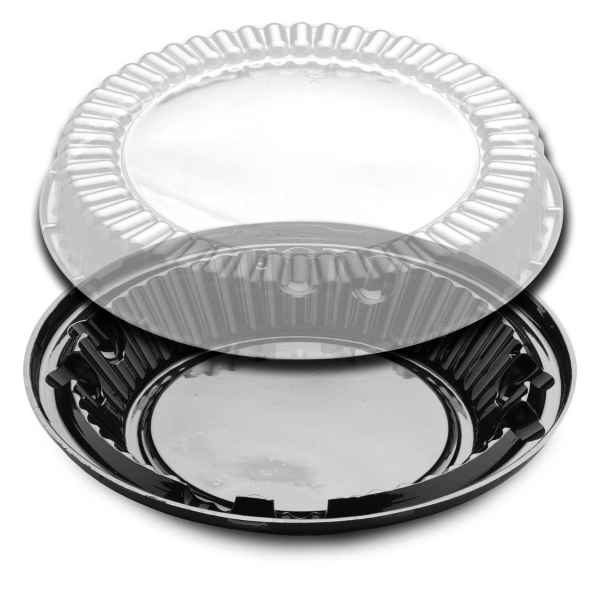 11" Black PS Pie Base w/ Low Fluted Dome for 10" Pie