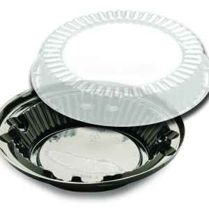 9" Black PS Pie Base w/ Low Fluted Dome for 8" Pie, 100 ct.