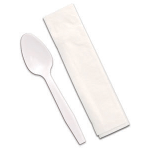 Senate™ White PP Teaspoon and 10" x 10" Napkin