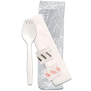 Senate™ White PP Spork, Napkin, Salt & Pepper, 1000 ct.