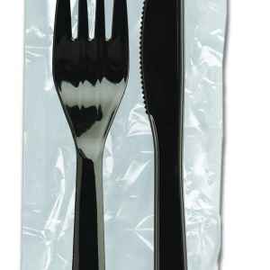Senate Ebony PP Fork, Knife, Wrapped