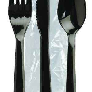 Senate Ebony PP Fork, Knife & Teaspoon, Wrapped, 250 ct.