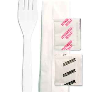 Senate White Fork, Napkin, Salt & Pepper, Wrapped