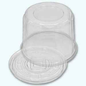 8" Round Clear PET Cake Base w/5.5" Scalloped PET Dome
