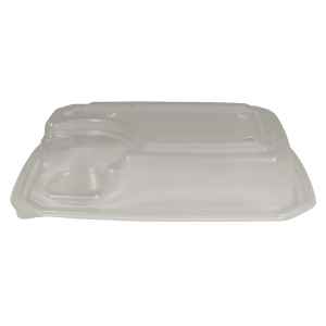 8.7" x 6" Oblong PP Dome Lid w/ Cup Holder and 3 Vent Holes