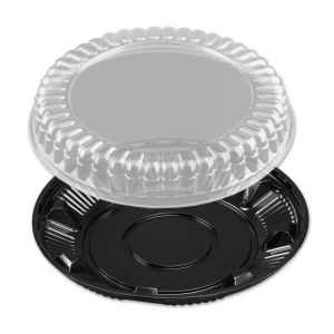 10" Black PET Pie Base w/Low Fluted Dome for 9" Pie