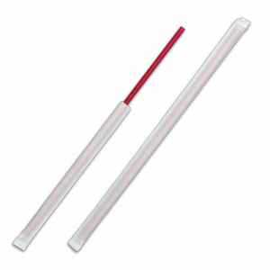 8" Red PP Stirrer, Wrapped